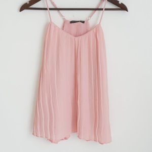 *NWT* Light Pink Chiffon Pleated Dress Top XS